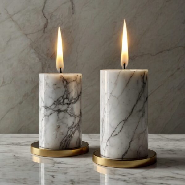 Bianco Carrara C Marble Candle Holders - Image 3