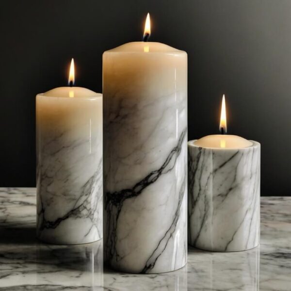 Bianco Carrara C Marble Candle Holders - Image 4