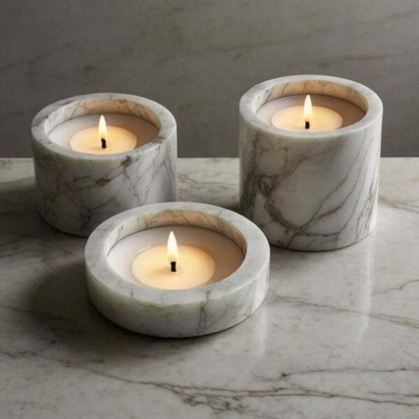 Bianco Lasa Marble Candle Holders - Image 2