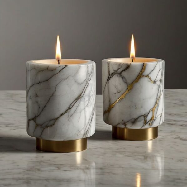 Bianco Lasa Marble Candle Holders - Image 3