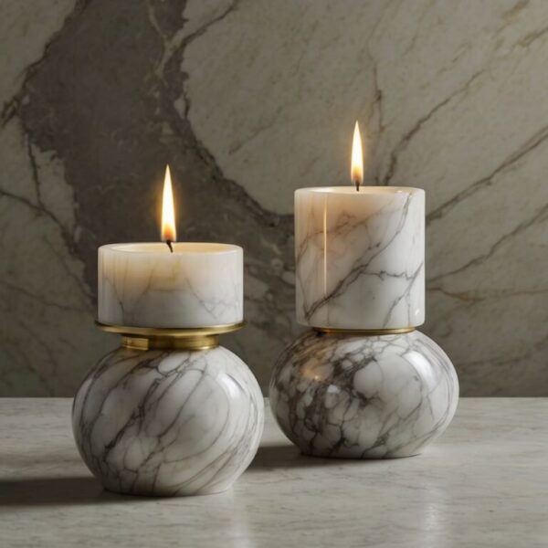 Bianco Lasa Marble Candle Holders - Image 4