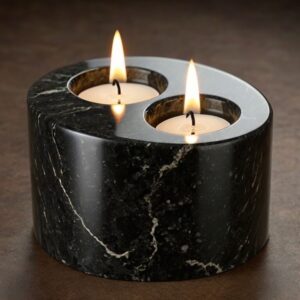 Black Galaxy Granite Candle Holders