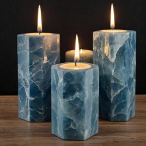 Blue Ice Quartzite Candle Holders