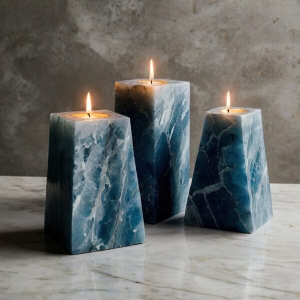 Blue Ice Quartzite Candle Holders - Image 4