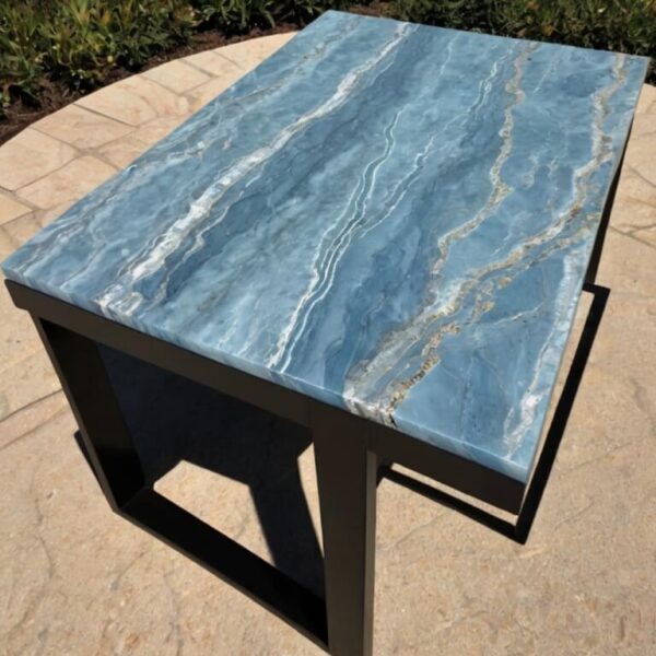 Blue Ice Quartzite Outdoor Table - Image 3