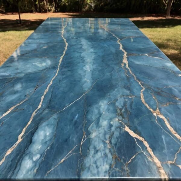 Blue Ice Quartzite Outdoor Table - Image 4