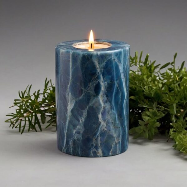 Blue Macaubas Quartzite Candle Holders - Image 3