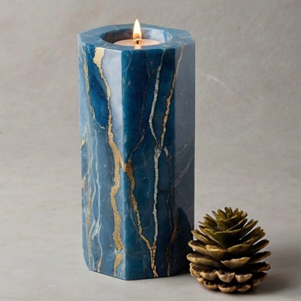 Blue Macaubas Quartzite Candle Holders - Image 4