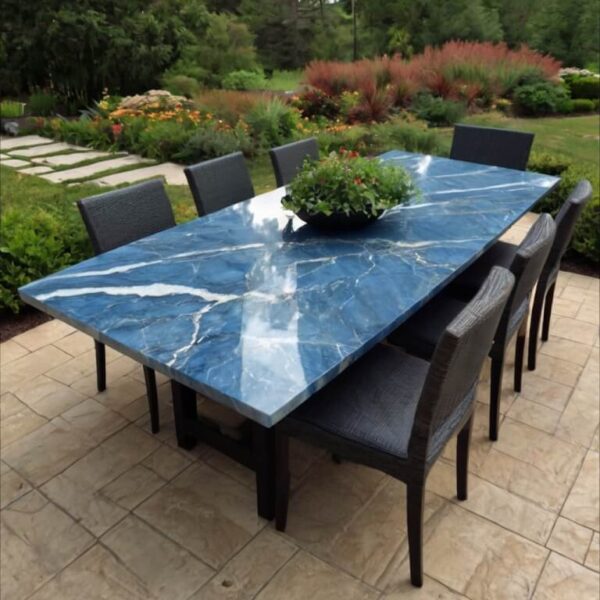 Blue Macaubas Quartzite Outdoor Table - Image 2