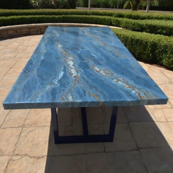 Blue Macaubas Quartzite Outdoor Table - Image 4