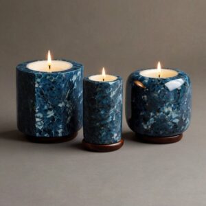 Blue Pearl Granite Candle Holders