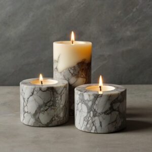 Breccia Oniciata Marble Candle Holders