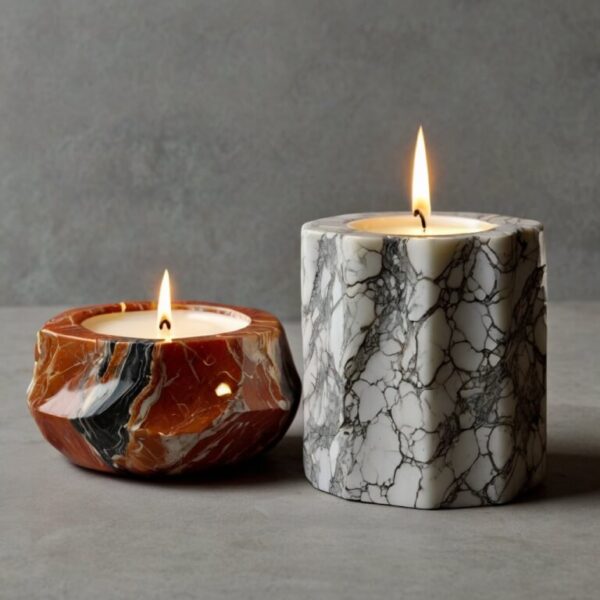 Breccia Oniciata Marble Candle Holders - Image 3