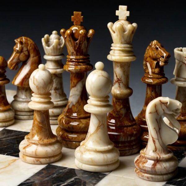 Breccia Oniciata Marble Chess Set - Image 4