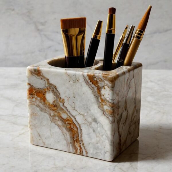Breccia Oniciata Marble Desk Organizer