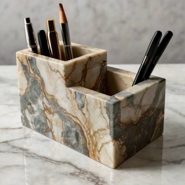 Breccia Oniciata Marble Desk Organizer - Image 2