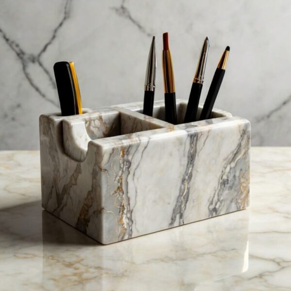 Breccia Oniciata Marble Desk Organizer - Image 3