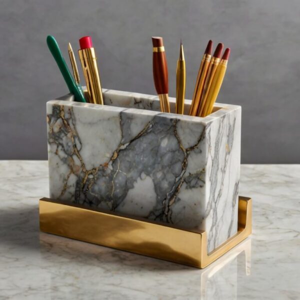 Breccia Oniciata Marble Desk Organizer - Image 4