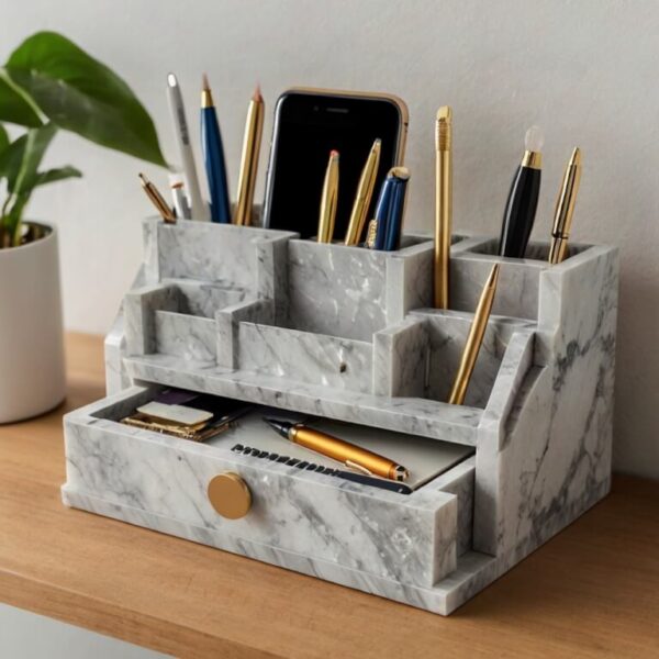 Caesarstone Frosty Carrina Quartz Desk Organizer