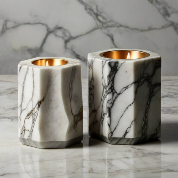 Calacatta Borghini Marble Candle Holders - Image 3