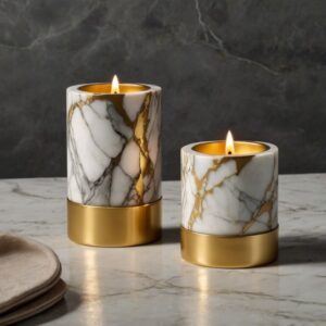 Calacatta Gold Marble Candle Holders