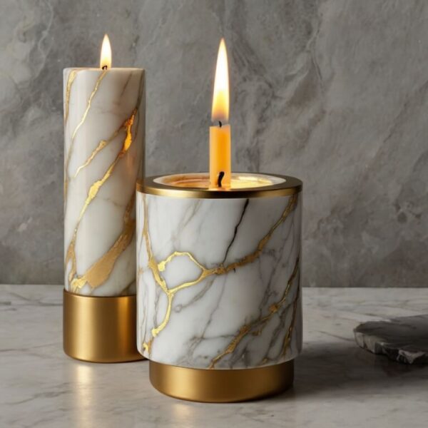 Calacatta Gold Marble Candle Holders - Image 3