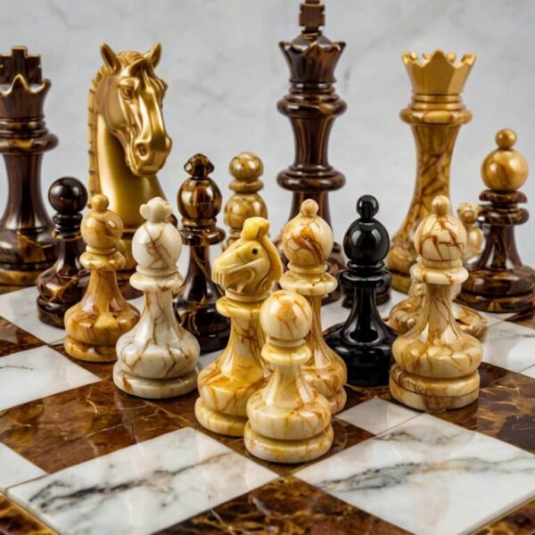 Calacatta Gold Marble Chess Set - Image 2