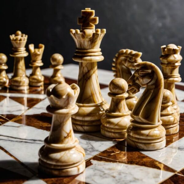Calacatta Gold Marble Chess Set - Image 3