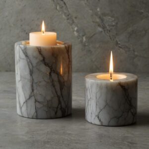 Cararra Quartzite Candle Holders