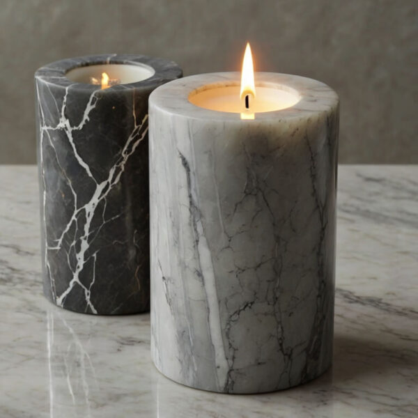 Cararra Quartzite Candle Holders - Image 4