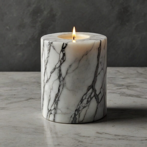 Carrara White Marble Candle Holders - Image 2