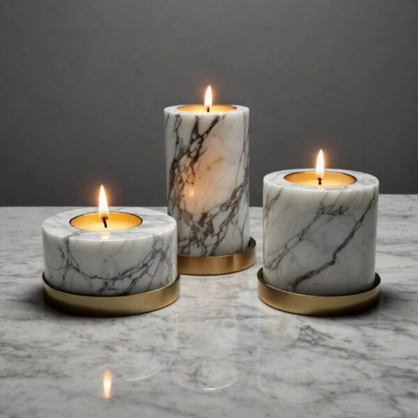 Carrara White Marble Candle Holders - Image 4