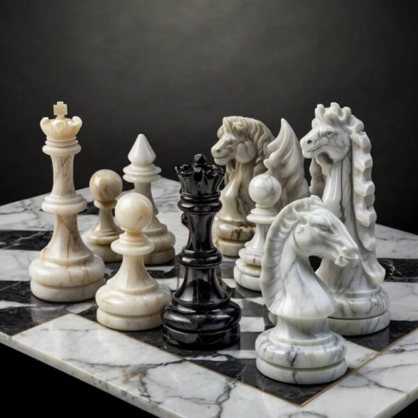 Carrara White Marble Chess Set