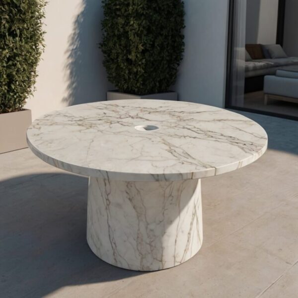 Carrara White Marble Outdoor Table - Image 2