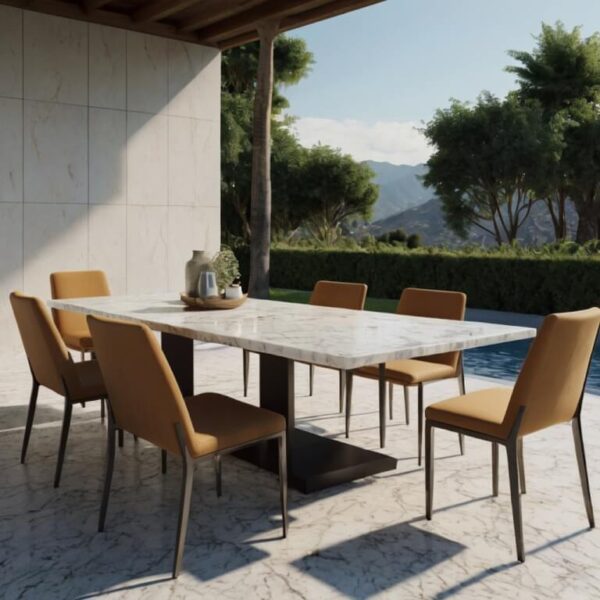 Carrara White Marble Outdoor Table - Image 3