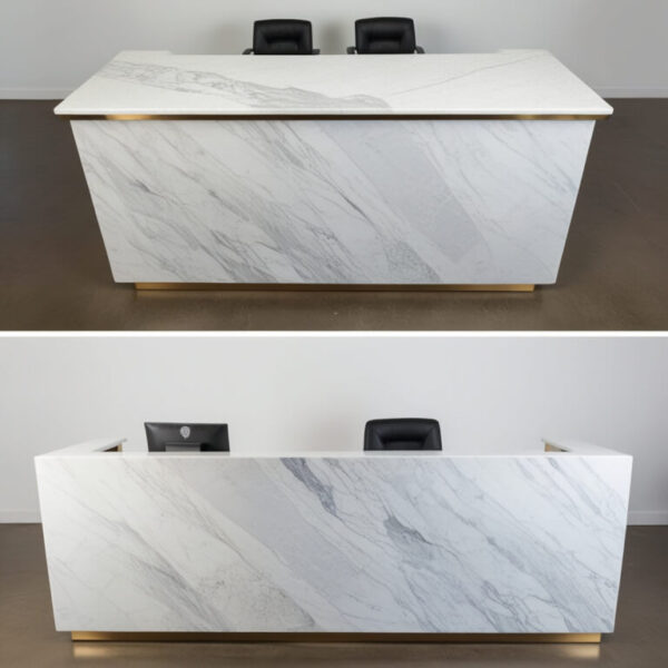 Carrara White Marble Reception Desk - Image 2