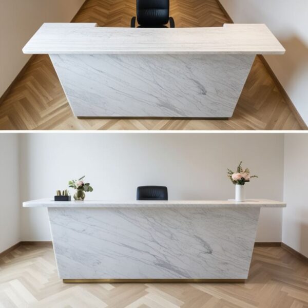 Carrara White Marble Reception Desk - Image 3