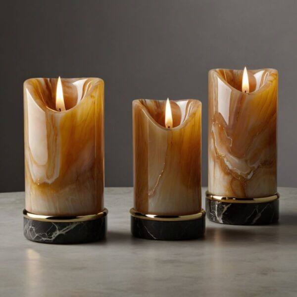 Champagne Onyx Candle Holders - Image 3