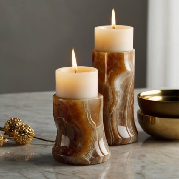 Champagne Onyx Candle Holders - Image 4