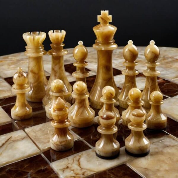 Champagne Onyx Chess Set