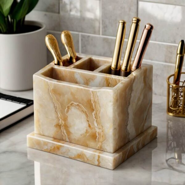 Champagne Onyx Desk Organizer