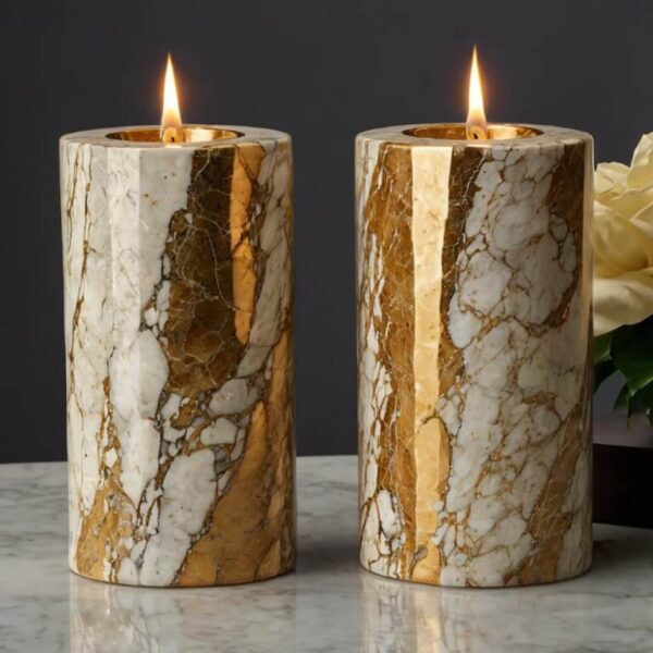 Colonial Gold Granite Candle Holders