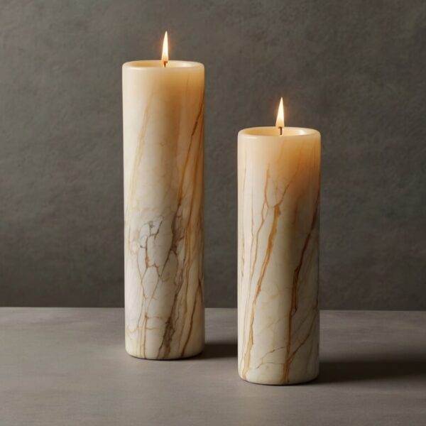 Crema Marfil Marble Candle Holders - Image 2