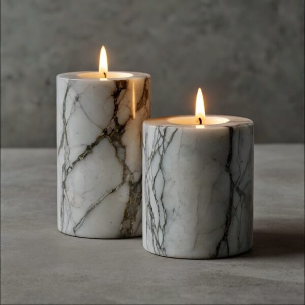 Dolomite Marble Marble Candle Holders - Image 2