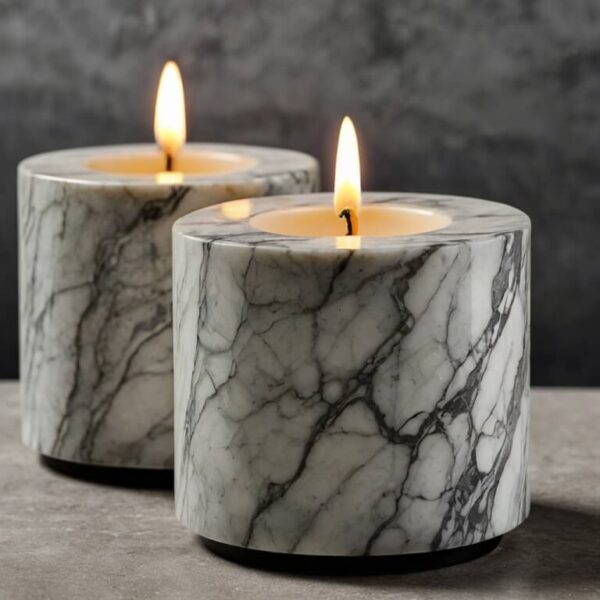 Dolomite Marble Marble Candle Holders - Image 3