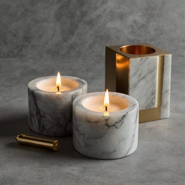 Dolomite Marble Marble Candle Holders - Image 4