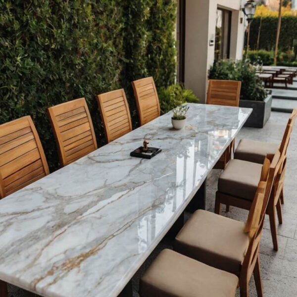 Dolomite Marble Marble Outdoor Table - Image 3