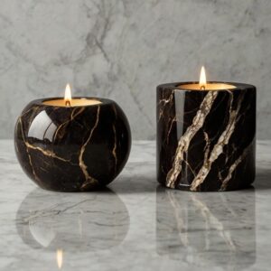 Emperador Dark Marble Candle Holders