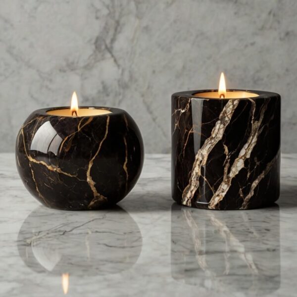 Emperador Dark Marble Candle Holders