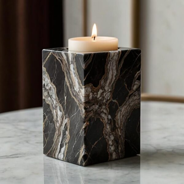 Emperador Dark Marble Candle Holders - Image 2